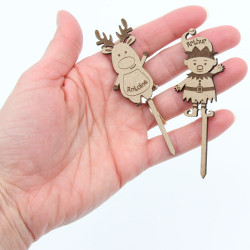 6 petits sujets en bois pour déco bûche de noël personnalisable