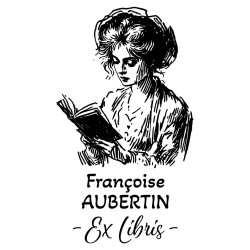 Tampon ex libris femme lectrice vintage personnalisé