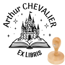 Tampon ex libris château fantastique personnalisé
