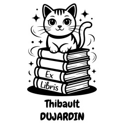 Tampon ex libris chat sur livres personnalisé