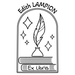 Tampon ex libris plume et encrier personnalisé