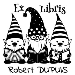 Tampon ex libris gnomes lecteurs personnalisé