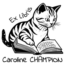 Tampon ex libris chat lecteur personnalisé